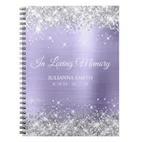 Silver Glitter Pale Lavender Memorial Guestbook Notebook