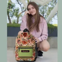 Watercolor Fall Floral Printed Backpack