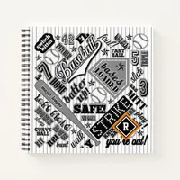 Baseball Typography Black White Stripes ID770 Notebook