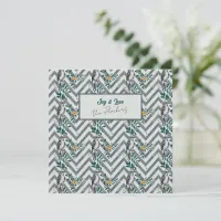 Joy & Love - Zigzag Bird & Flower Pattern Holiday Postcard