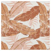 Tropical Terracotta Palm Leaves Pattern Fabric