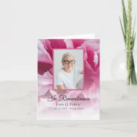 Pink Peony Flower Funeral Memorial Sympathy Thank You Card