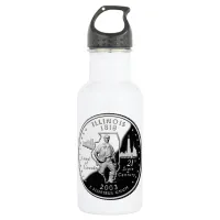 Faux Illinois State Quarter Stainless Steel Water Bottle