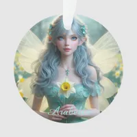 Beautiful March Fairy in Daffodils Ornament