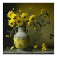 Antique Vase of Yellow Flowers Acrylic Print