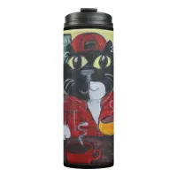 Coffee Cat To Go Folk Art Barista Painting Thermal Tumbler