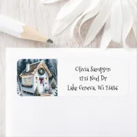 Cute Festive White Tiny Home Christmas Label