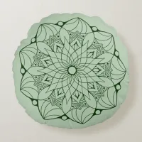 2 Tone Green Mandala Round Throw Pillow For Couch