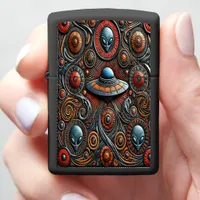 Mysterious Alien Craft in a Colorful Cosmic Design Zippo Lighter