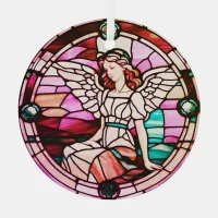 Red Multicolored Angel Stained Glass Window Glass Ornament