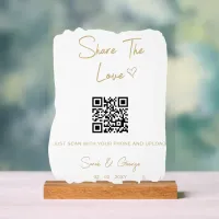 Simple Modern Cute QR Code Photo Sharing  Acrylic Sign