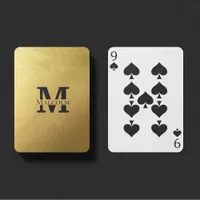 Black and Gold Personalized Monogram and Name Poker Cards