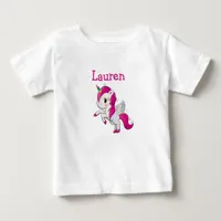 Personalized Pink Unicorn Girl's Name Shirt