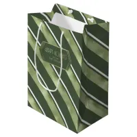 Christmas Stripe Pattern Green/White ID862 Medium Gift Bag