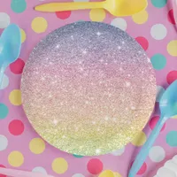 Rainbow Glitter Ombre Paper Plates