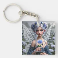 Beautiful September Fairy in Asters Keychain