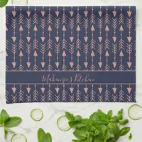 Navt Blue Rose Gold Foil Arrows | Add Your Name Kitchen Towel