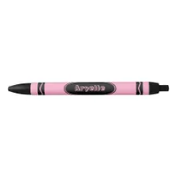 Custom Name Pretty Pink Crayon Style Black Ink Pen