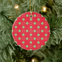 Christmas Holiday Charm Pattern 03 - Personalized Ceramic Ornament