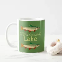 Life is better at the Lake"| Two Rainbow Trout Coffee Mug