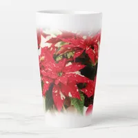 Festive Red White Floral Poinsettias Latte Mug