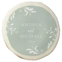 Rehearsal Dinner Wedding Elegant Light Sage Round  Sugar Cookie