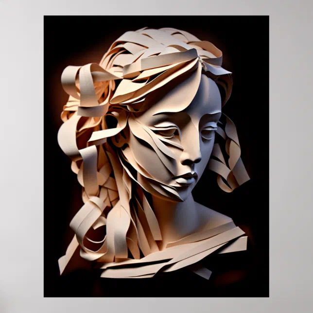 Woman's Face Made of Paper Poster