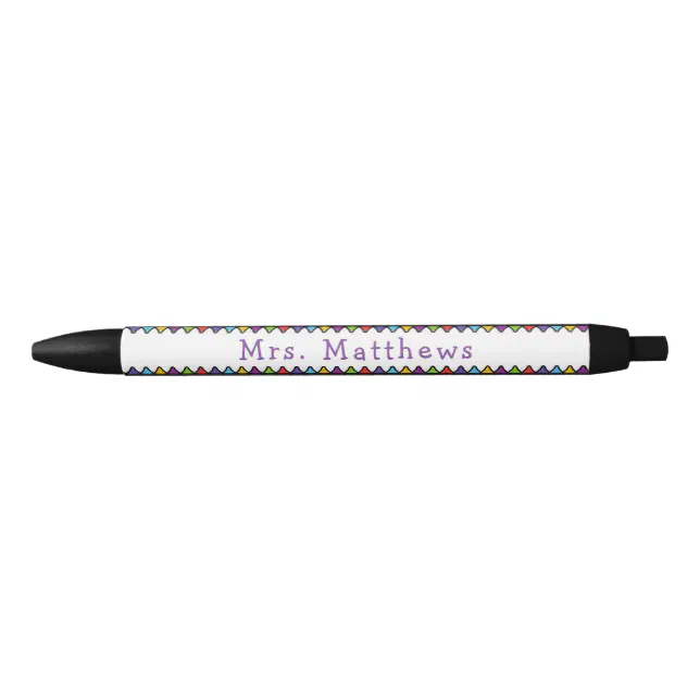 Teacher Cute Color Crayon Monogram Purple Pen