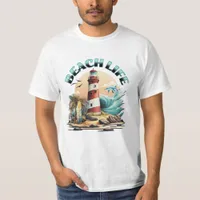 Beach Life | Tropical Beach and Lighthouse  T-Shirt