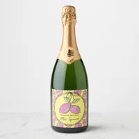 Bridal Shower Hand drawn Pink Lemon Vintage Cheers Sparkling Wine Label