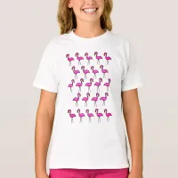 Pink Garden Flamingo Pattern Girl's T-Shirt