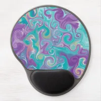 Purple, Blue, Gold and Teal swirls   Gel Mouse Pad