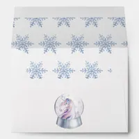 Watercolor Glitter Unicorn Winter Holiday Envelope