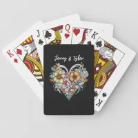 Personalized Floral Heart Romantic Poker Cards