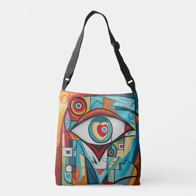 Eye Valentine Heart Love Art Deco Crossbody Bag