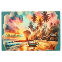 Watercolor Sketch Bali Indonesia Tropical | Metal Print