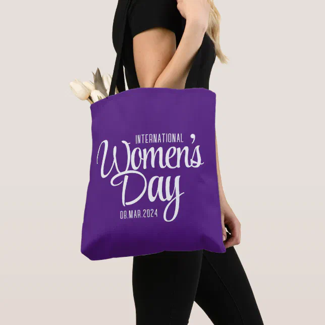 Purple Script International Women's Day March 8 Tote Bag