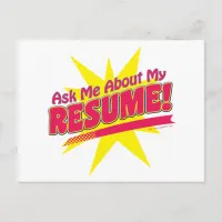 Ask About My Resume Job Networking Postcard