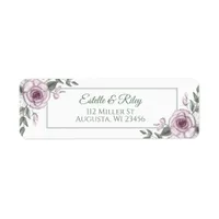 Mauve Roses Elegant Floral  Label