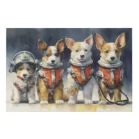 Cute Astronaut Dogs in Spacesuits and Helmets Faux Canvas Print