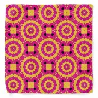 Pink & Yellow Trendy Mosaic Geometric Pattern Bandana