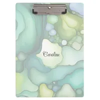 Serenity in Green Abstract Flowing Forms Clipboard