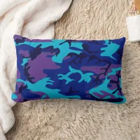 Dark Blue and Purple Camouflage Lumbar Pillow