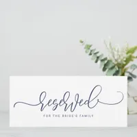 Wedding Reserved Sign Bouncy Script Navy Blue Invitation