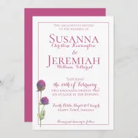 Watercolor Wildflower Pink Floral Wedding Invitation