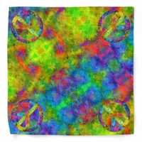 [Atomic Tie-Dye] Rainbow Colors Peace Sign Symbol Bandana