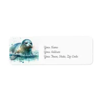 Seal Under the Sea Coastal Beach Label