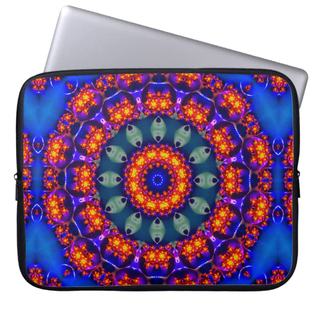 Kaléidoscope bleu lumineux  laptop sleeve