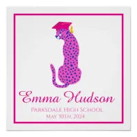 Pink & Blue Leopard  Graduation Glossy Poster