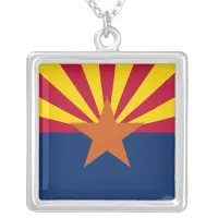 State of Arizona Flag Silver Plated Necklace